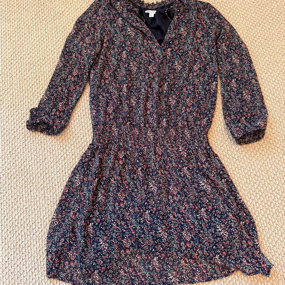 J. Crew Multicolor Floral Long Sleeve Dress